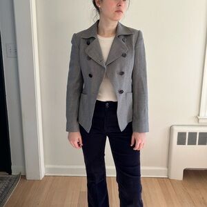 ARMANI COLLEZIONI ITALY double breasted pleated blazer Sz 2 designer Veronica